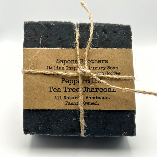 Peppermint Tea Tree Charcoal with exfoliating coffee grounds